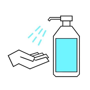 アルコール消毒液を設置しております
